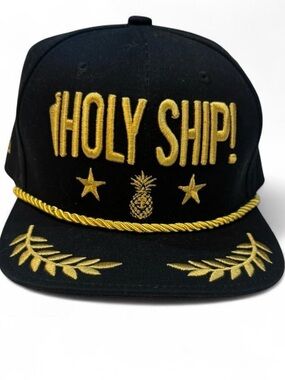 Black and Gold "HOLY SHIP!" Embroidered Snapback Hat